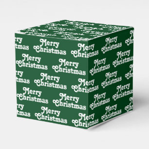 Merry Christmas dark green white Holiday Gift Favour Box