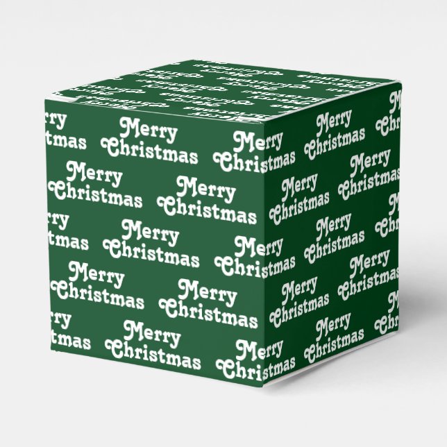 Merry Christmas dark green white Holiday Gift Favour Box (Front Side)