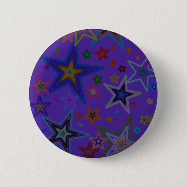 Merry Christmas Dark Purple, Stars Heaven Star 6 Cm Round Badge (Front)