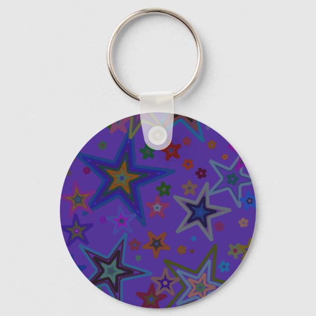 Merry Christmas Dark Purple, Stars Heaven Star Key Ring (Front)