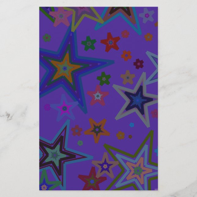 Merry Christmas Dark Purple, Stars Heaven Star Stationery (Front)