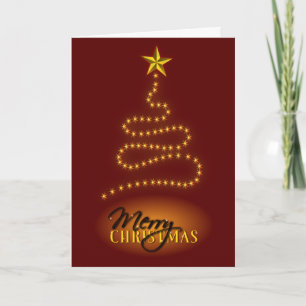 Merry Christmas Dark Red and Gold Greeting Card