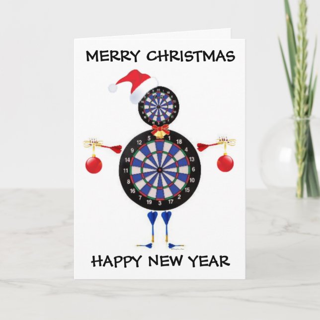 Merry Christmas Darts Player Holiday Card (Front)