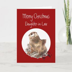 Merry Christmas Daughter-in-Law Otter Animal Humou Holiday Card