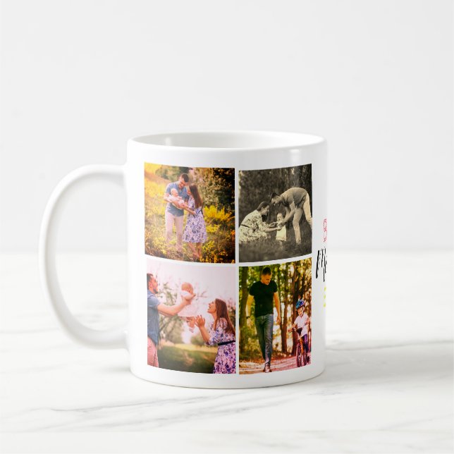 Merry Christmas Day Photo Collage Family Gift Coffee Mug (Left)