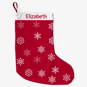 Merry Christmas Day Snowflake Pattern Custom Name Small Christmas Stocking