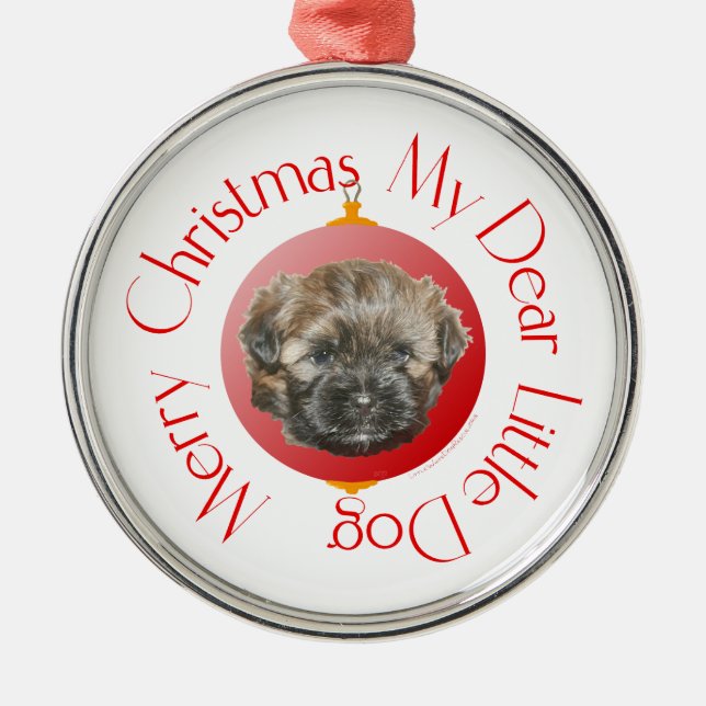 Merry Christmas Dear Little Rescued Dog Metal Tree Decoration (Front)