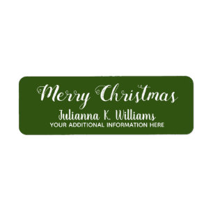 Merry Christmas  December best wishes Green Label Return Address Label