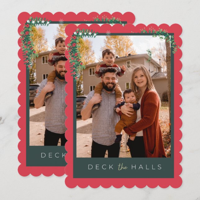 Merry Christmas Deck the Halls Greeting Card (Front/Back)