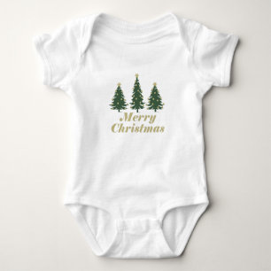 Merry Christmas Decorated Pine Tree Baby Bodysuit