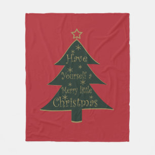 Merry Christmas decorated pine tree Fleece Blanket