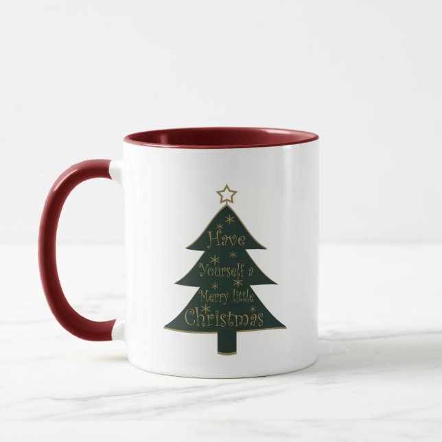 Merry Christmas decorated pine tree Mug (Left)