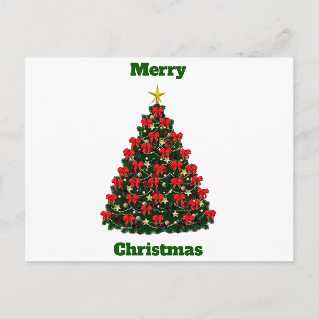 Merry Christmas Decorated Tree Postcard (Front)