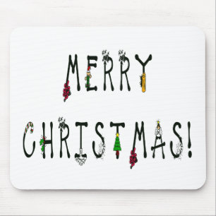 Merry Christmas Decoration Font Mouse Pad