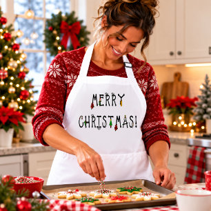 Merry Christmas Decoration Font Standard Apron