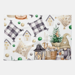 Merry Christmas Decoration Gnome Tea Towel