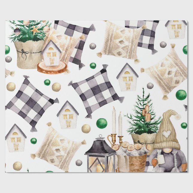 Merry Christmas Decoration Gnome Wrapping Paper (Flat)