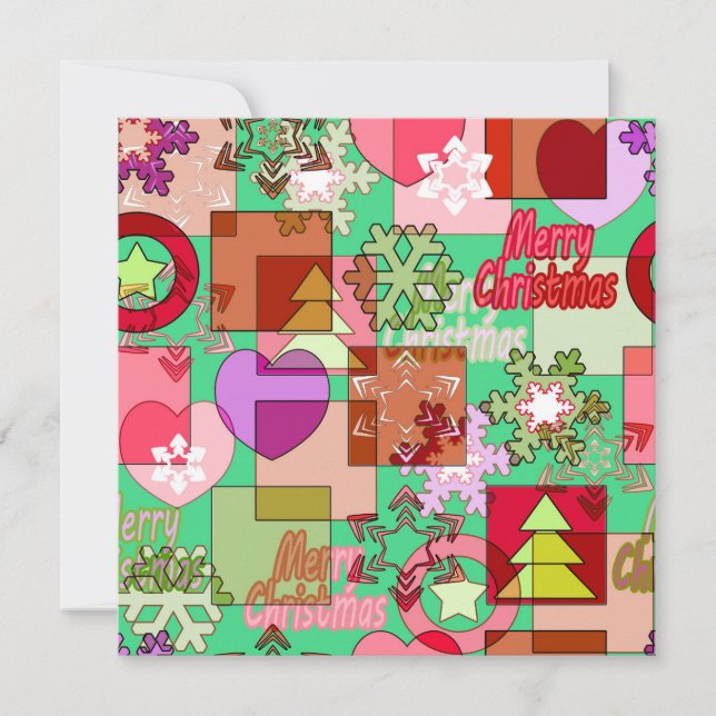 Merry Christmas decoration ornament snowflake hear Holiday Card (Front)