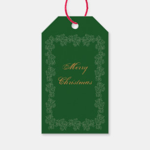 Merry Christmas" Decorative Green Gold Gift Tags