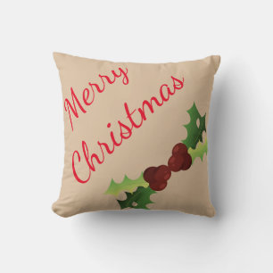 Merry Christmas Decorative Leaf Cushion