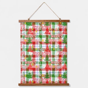 Merry Christmas Decorative Plaid Tartan Hanging Tapestry