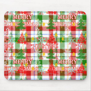 Merry Christmas Decorative Plaid Tartan Mouse Pad