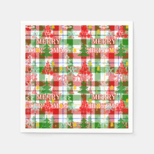 Merry Christmas Decorative Plaid Tartan  Napkin