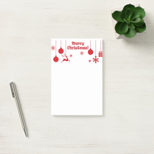 Merry Christmas, decorative red text, Post-it Notes (Office)