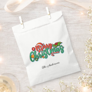 Merry Christmas Decorative Typography Script Favour Bag