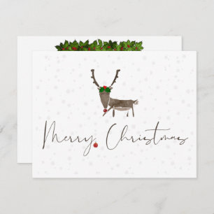 Merry Christmas Deer and Ornament Greeting Card