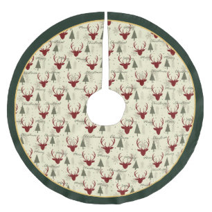 Merry Christmas Deer and Tree Festive Tree Skirt