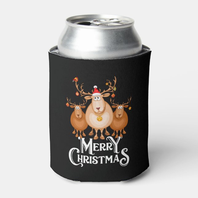Merry Christmas Deer   Can Cooler (Can Front)