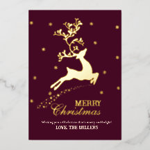 Merry Christmas Deer Foil Holiday Card