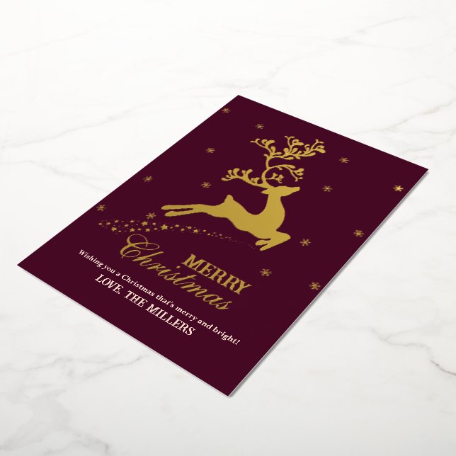 Merry Christmas Deer Foil Holiday Card (Rotated)