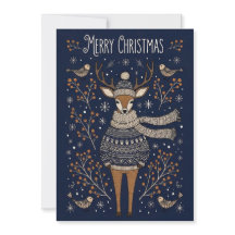 Merry Christmas Deer In Knitted Sweater