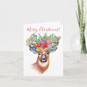 Merry Christmas Deer Personalised Greeting Card
