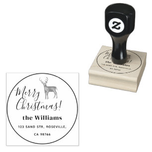 Merry Christmas Deer Script Rubber Stamp
