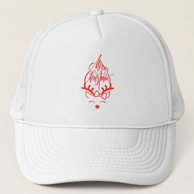 Merry Christmas Deer Trucker Hat (Front)