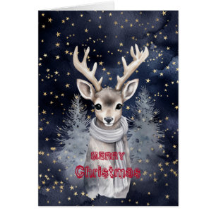 Merry Christmas Deer Wearing A Scarf