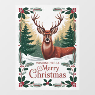 Merry Christmas Deer Window Cling
