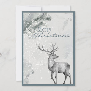 Merry Christmas Deer Winter Script Christmas Holiday Card
