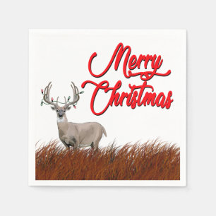 Merry Christmas Deer with Lights Napkin