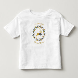Merry Christmas Deer with Wreath Yellow Customize Toddler T-Shirt