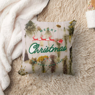 Merry Christmas Deer's Colourful Throw Pillow