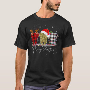 Merry Christmas Dentist Teeth Santa Hat Xmas Leopa T-Shirt