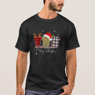 Merry Christmas Dentist Teeth Santa Hat Xmas Leopa T-Shirt