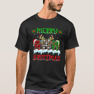 Merry Christmas Dentist Teeth Santa Hat Xmas Leopa T-Shirt