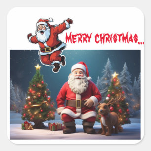 merry christmas Design and painting Square Sticker