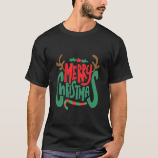 Merry Christmas design black tshirt 