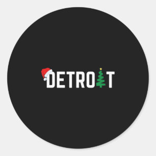 Merry Christmas Detroit Happy Holidays Michigan Sa Classic Round Sticker
